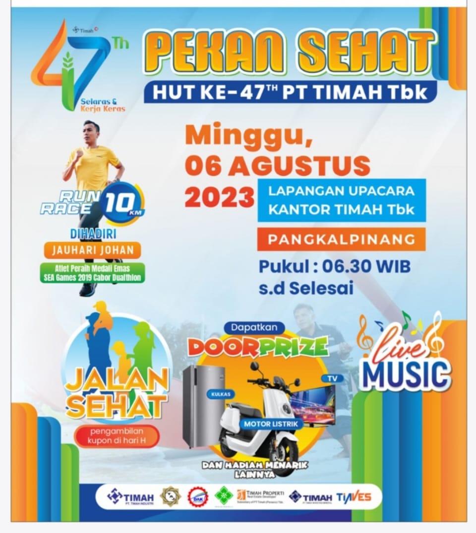 Ayo Semarakkan Fun Walk HUT Ke-47 PT Timah Tbk, Ada Ratusan Hadiah