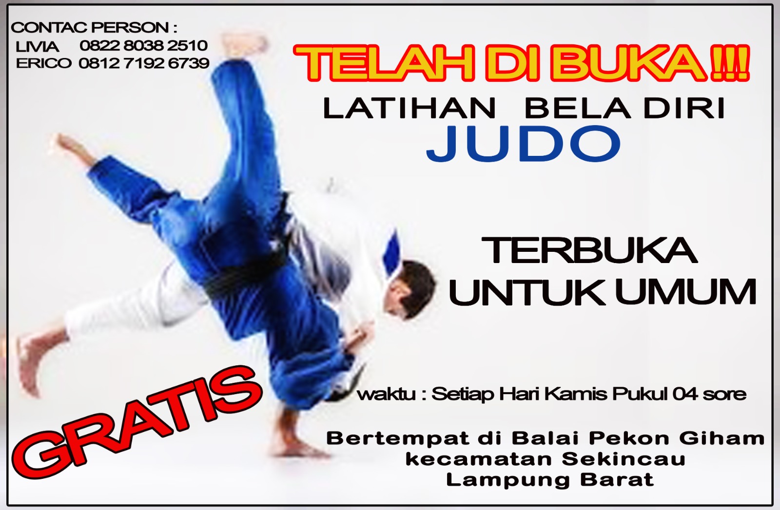 Latihan Judo Gratis Dibuka untuk Umum di Lampung Barat