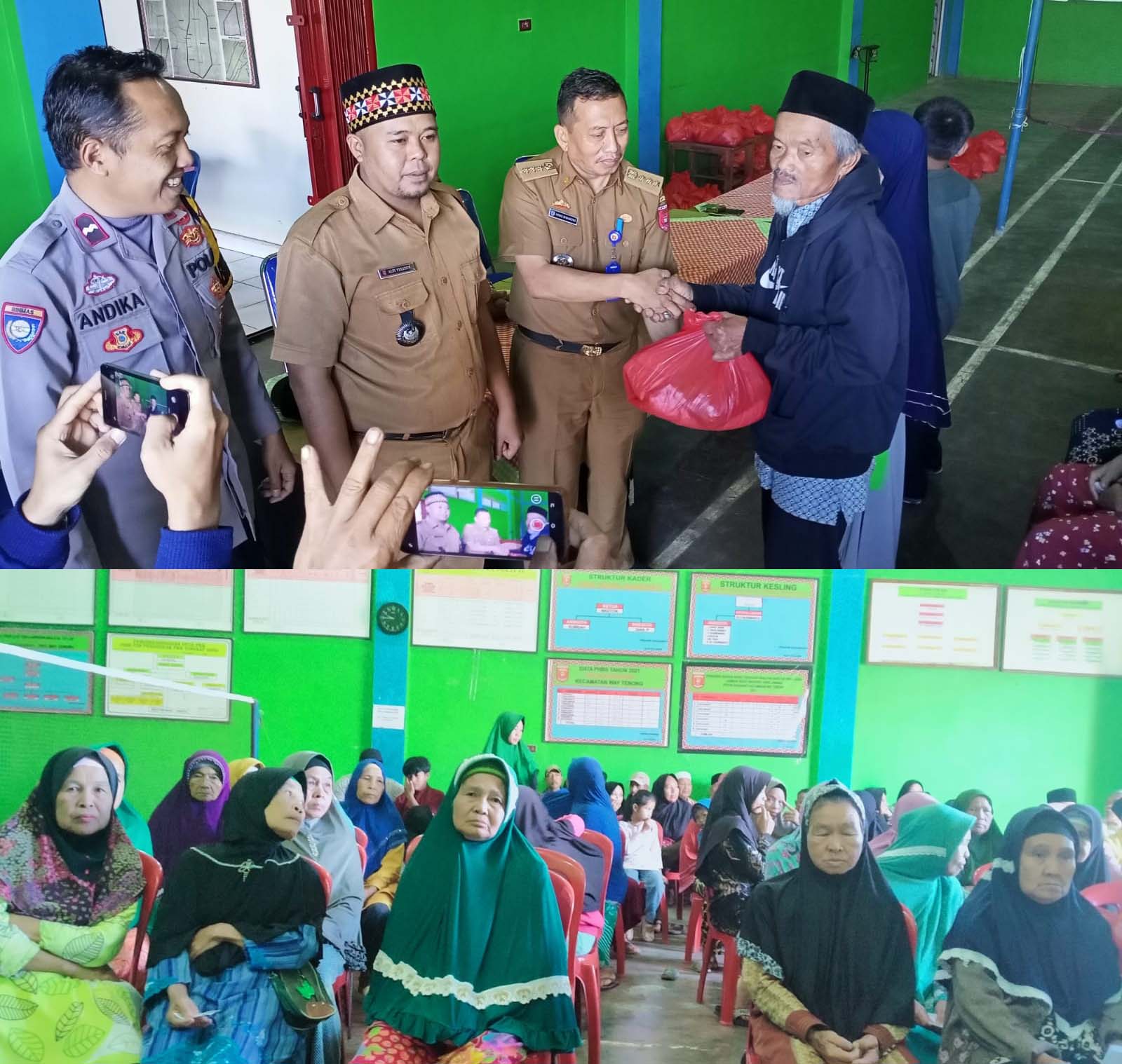 Dihadiri Camat Way Tenong, Pekon Sukananti Santuni Lansia dan Anak Yatim