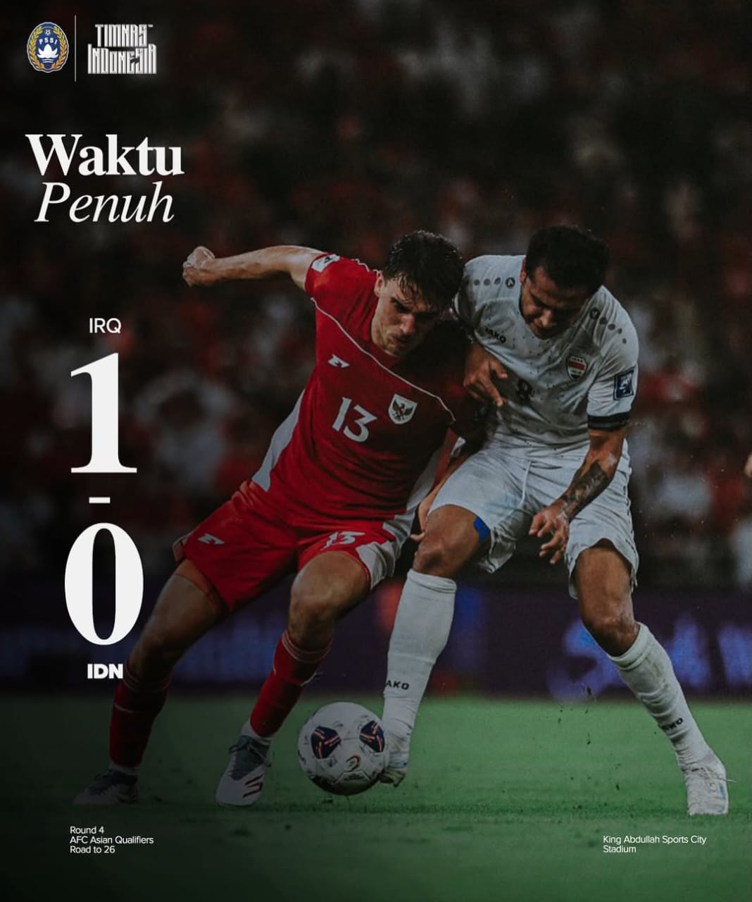 Indonesia Gagal ke Piala Dunia 2026 Usai Kalah Tipis dari Iraq