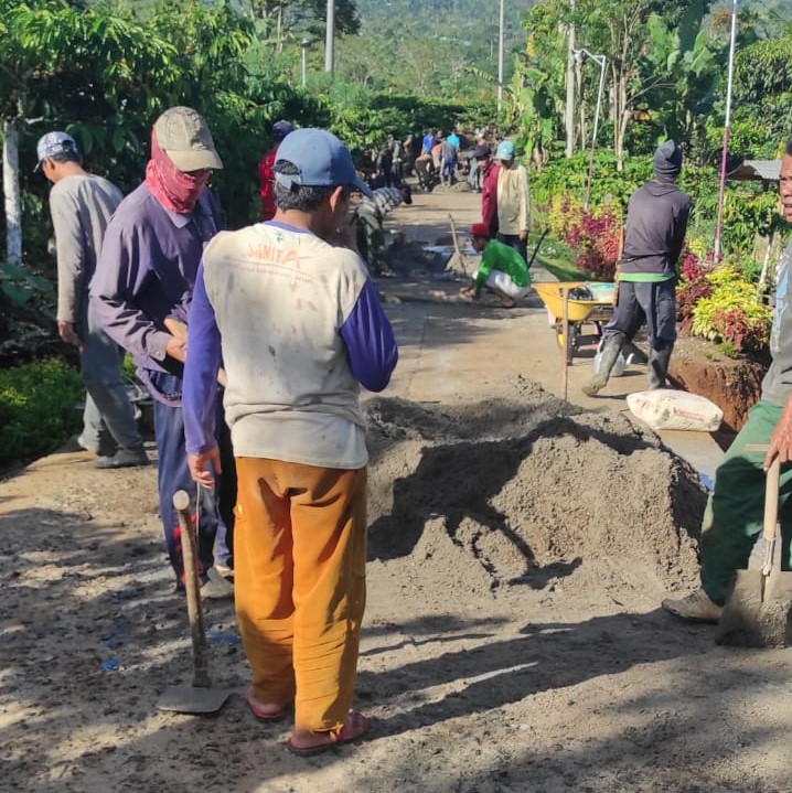 Warga dan Aparat Pekon Sukajadi Swadaya Perbaiki Jalan Kabupaten
