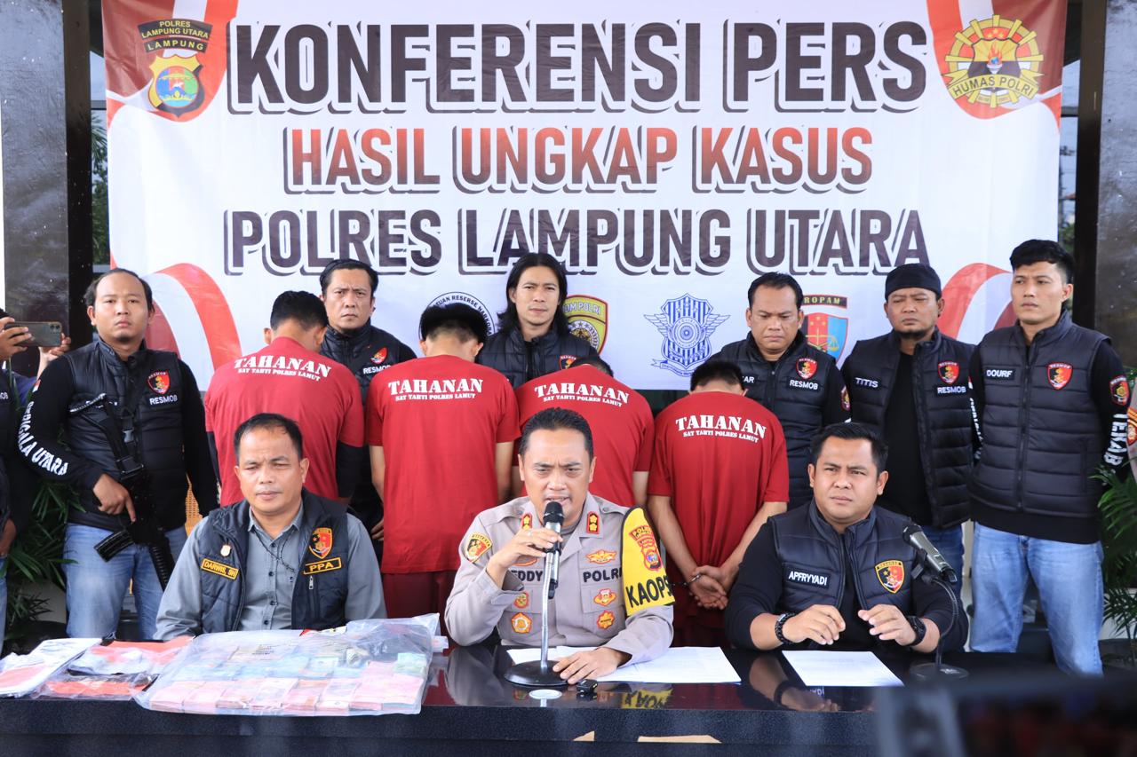 Polres Lampung Utara Ungkap Kasus Curat dan Pemerkosaan, 5 Tersangka Diamankan