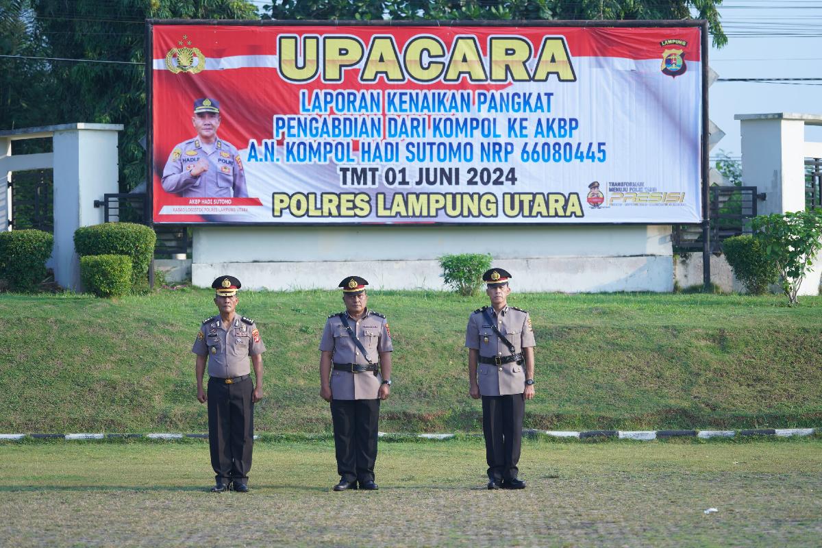 Kapolres Lampung Utara Pimpin Upacara Kenaikan Pangkat dan Sertijab Kasiwas