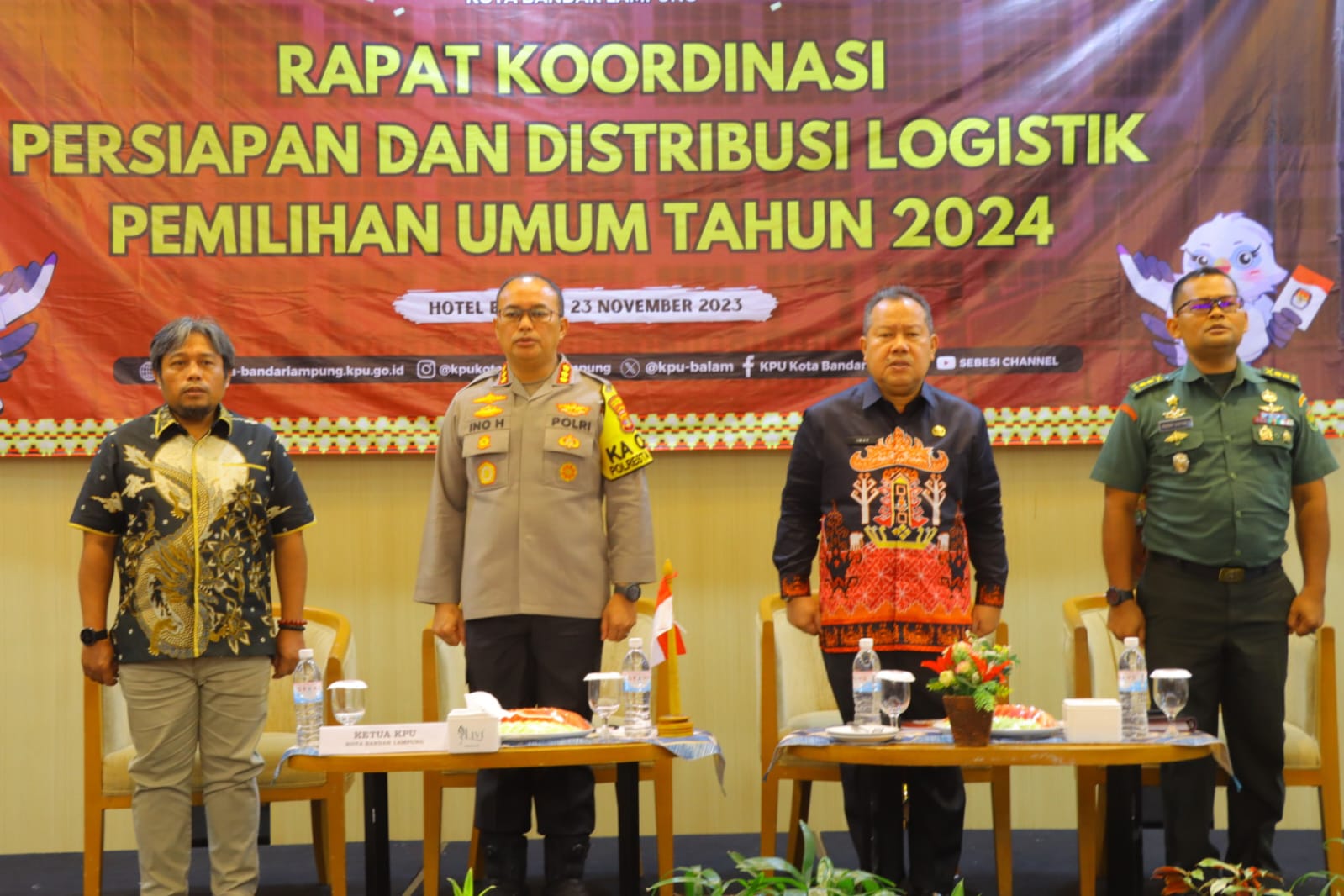 Kapolresta Bandar Lampung Hadiri Pembahasan Persiapan dan Distribusi Logistik Pemilu 2024