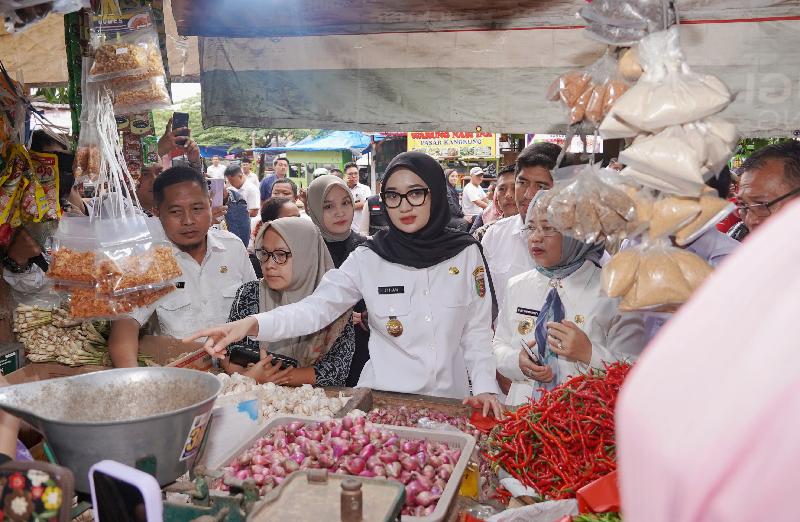 Wagub Jihan Tinjau Ketersediaan dan Harga Bahan Pokok di Pasar Tradisional Jelang Ramadan