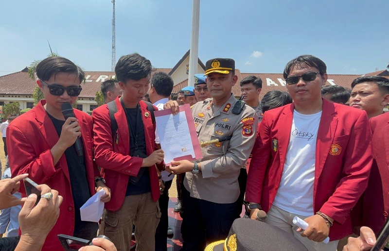 Polres Lampung Utara Amankan Aksi Damai Solidaritas IMM Kotabumi
