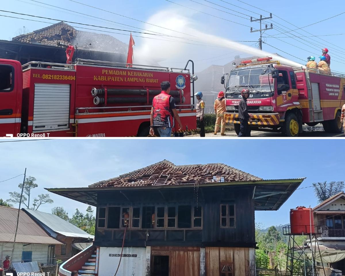 Ditinggal Pemilik ke Kebun, Satu Rumah Panggung di Pekon Kenali Terbakar 