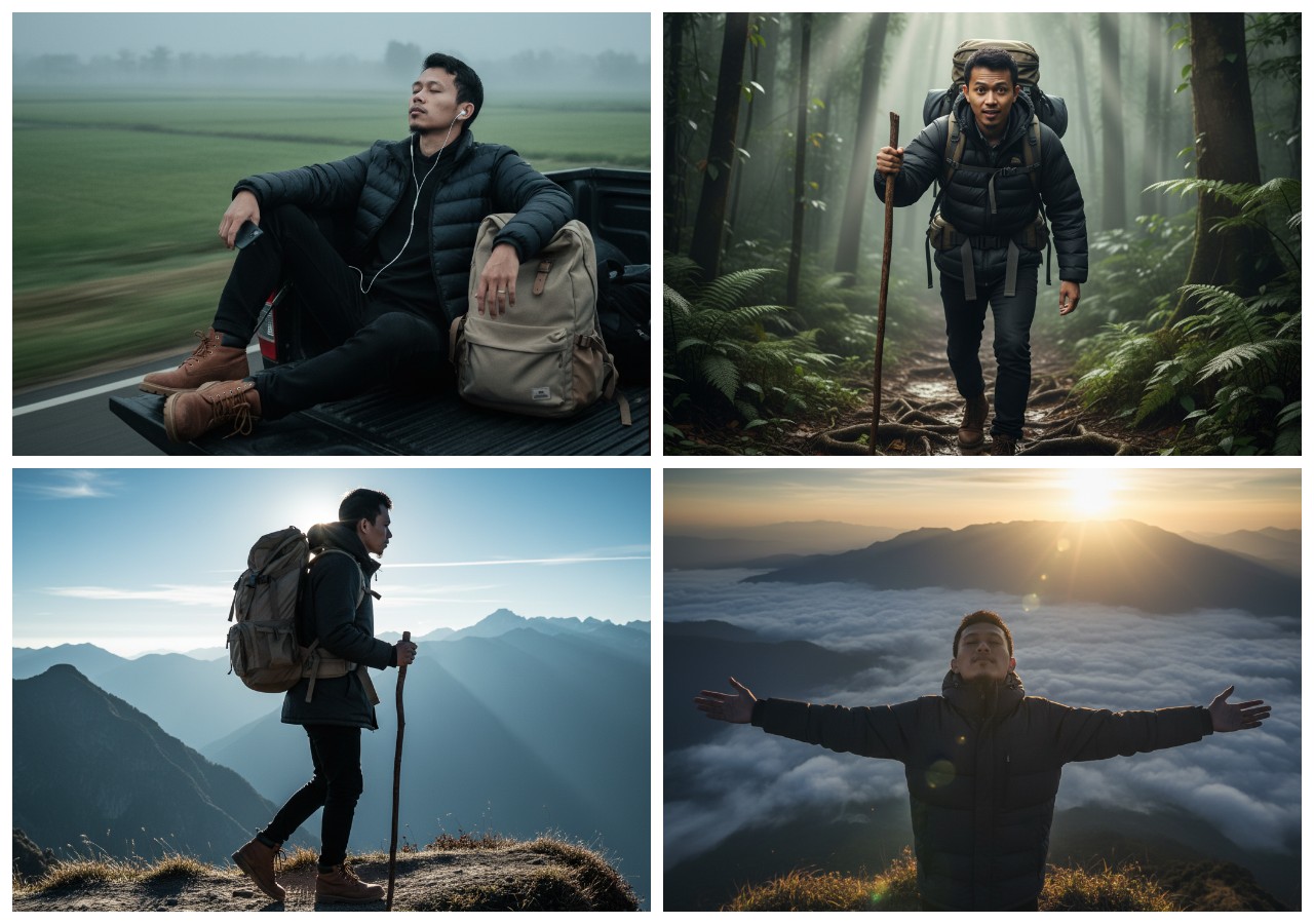 Prompt Gemini AI: Edit Foto Selfie Jadi Cerita Mendaki Gunung Sinematik