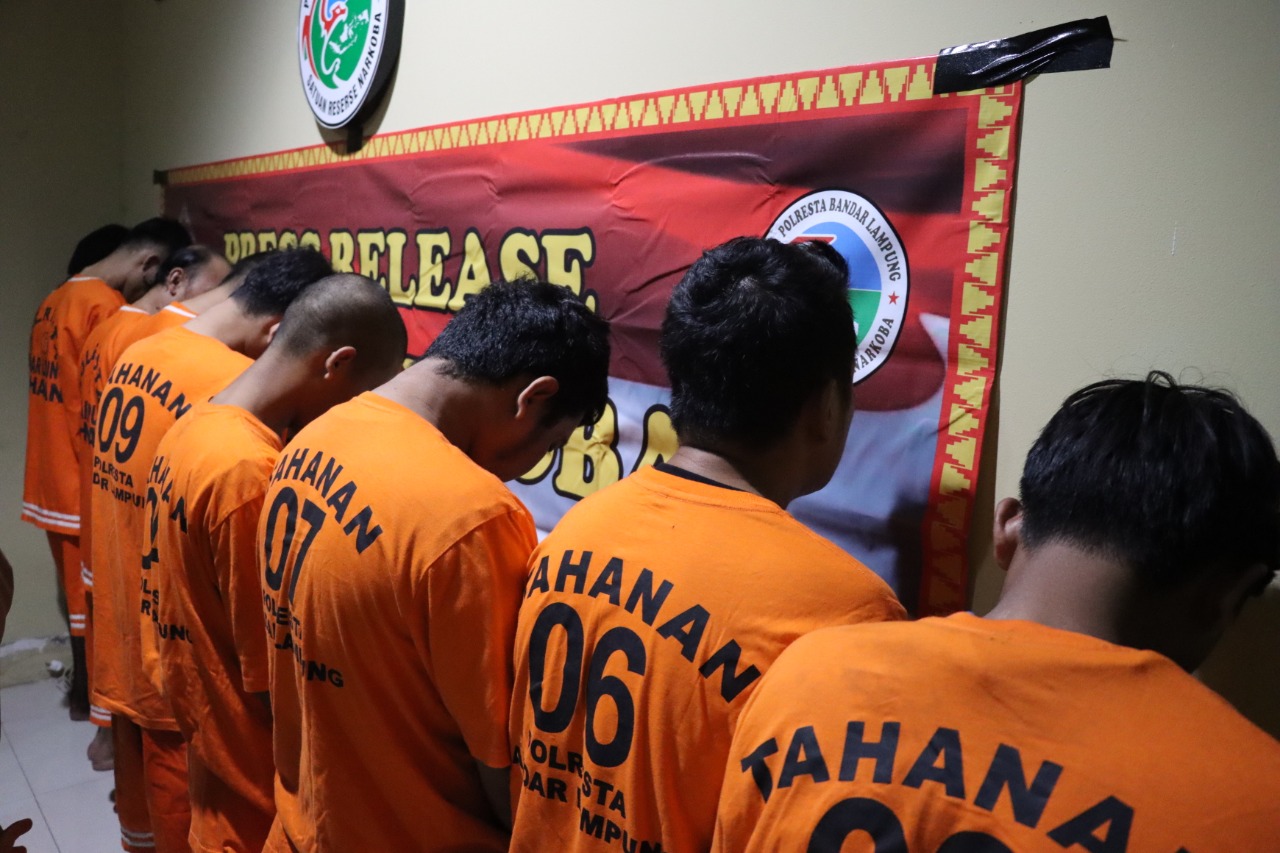 9 Orang Tersangka Penyalahgunaan Narkoba Diringkus Satresnarkoba Polresta Bandar Lampung