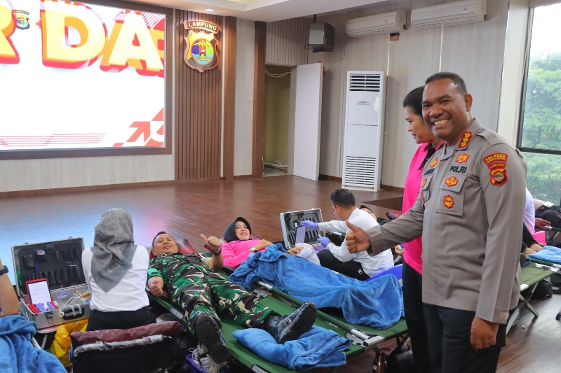 Polresta Bandar Lampung Gelar Donor Darah Sambut Hari Bhayangkara ke-79