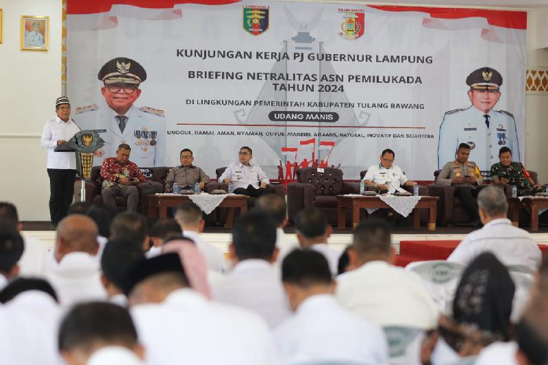 Pj Gubernur Samsudin Berikan Briefing Terkait Netralitas ASN di Tulang Bawang