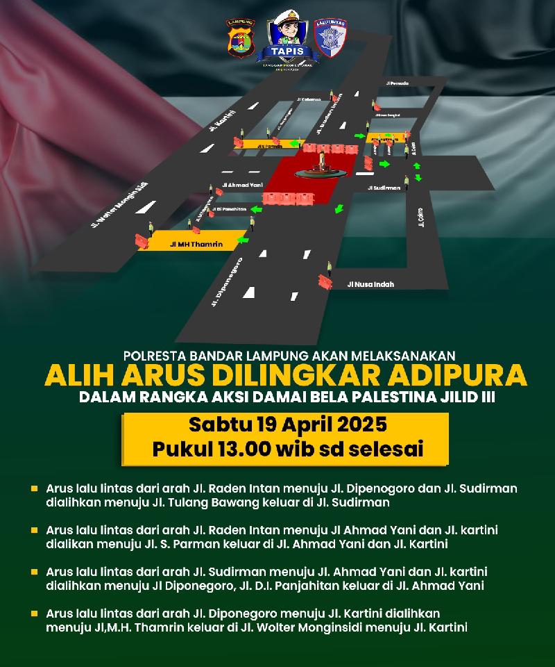 Aksi Bela Palestina Jilid 3 di Bandar Lampung, Pengalihan Arus Lalu Lintas Bersifat Situasional