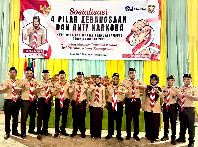 Perkuat Karakter Generasi Muda, Kwarda Pramuka Lampung Gelar Sosialisasi 4 Pilar dan Anti Narkoba