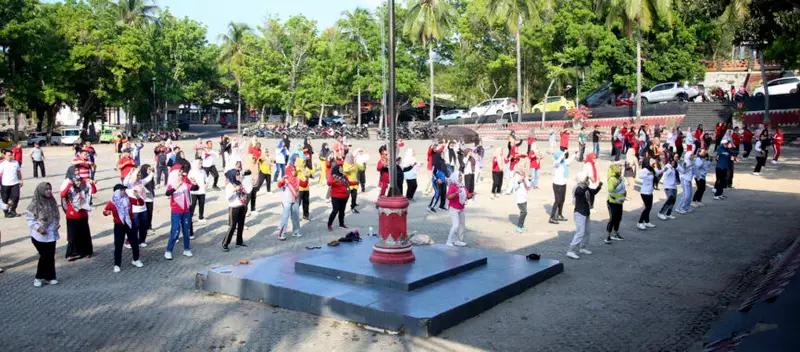 Ciptakan Budaya Sehat, Jajaran Pemkab Lampung Selatan Rutin Senam Bersama 