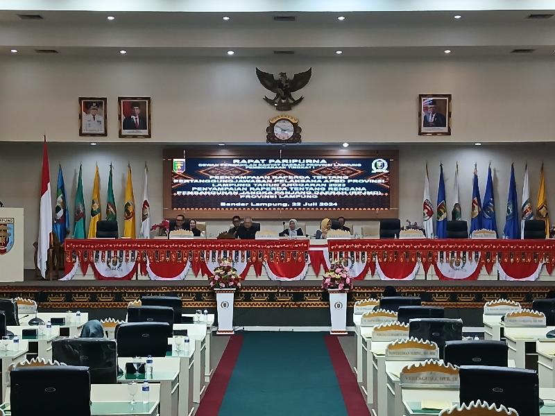 Paripurna DPRD Lampung,Fahrizal Sebut Pemprov Lampung Kembali Raih WTP dan Silva 2023 125Miliar