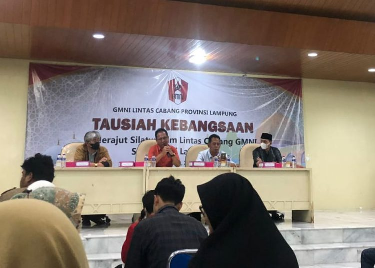 Mingrum Gumay Hadiri Tausiyah Kebangsaan Bersama GMNI Lampung