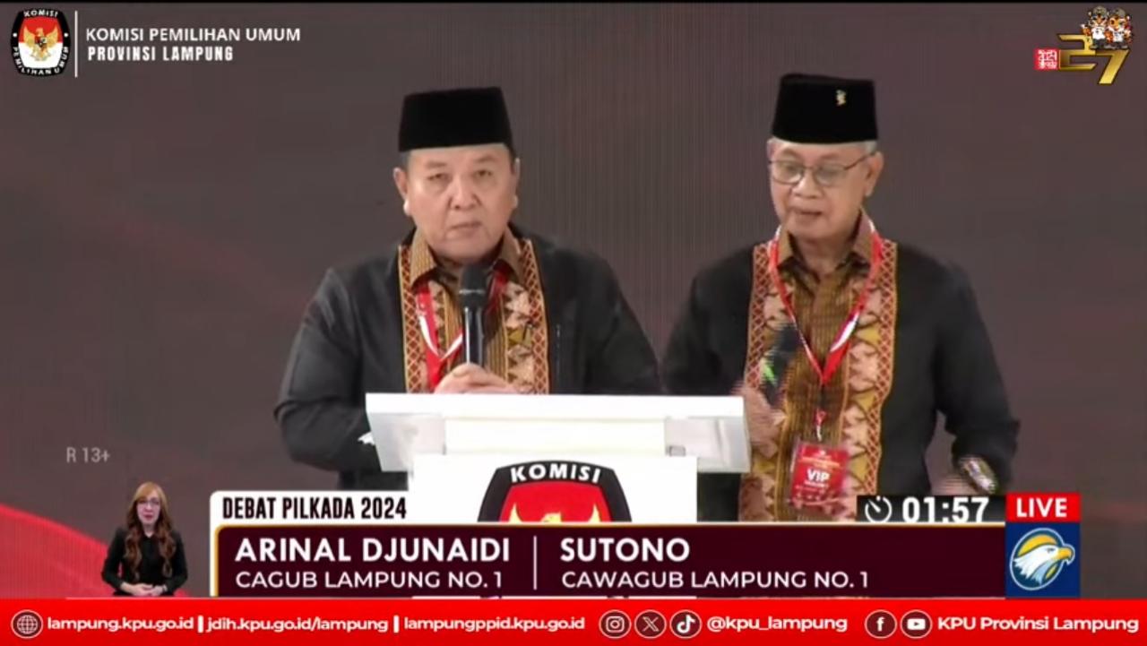 Debat Pilgub Lampung: Arinal-Sutono Prioritaskan Bahasa Lampung untuk Kearifan Lokal