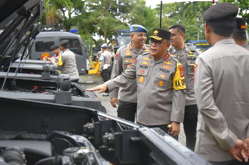 Pengamanan Pemilu 2024, Kapolda Lampung Cek Kendaraan Dinas Polri 