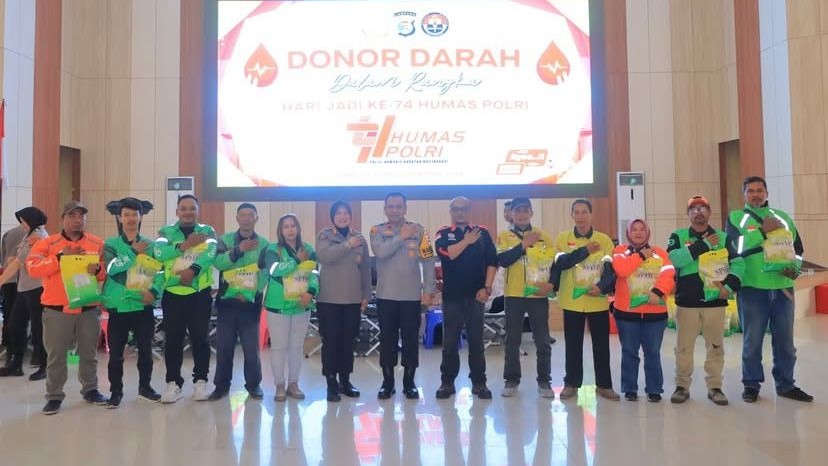 Polda Lampung Gelar Donor Darah dan Pemeriksaan Gizi untuk Masyarakat di Hari Jadi Humas Polri ke-74
