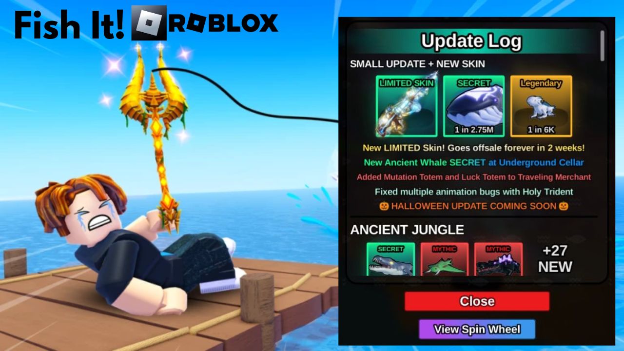 Fish It! Roblox Rilis Tantangan Baru Ancient Whale, Klaim Skin Rod Langka dengan Kode Ini