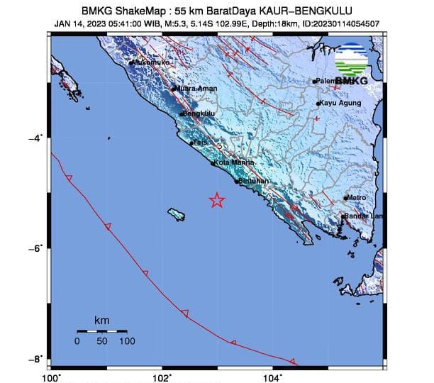 Gempa M 5.3 Kaur, Terasa Kuat di Pesisir Barat