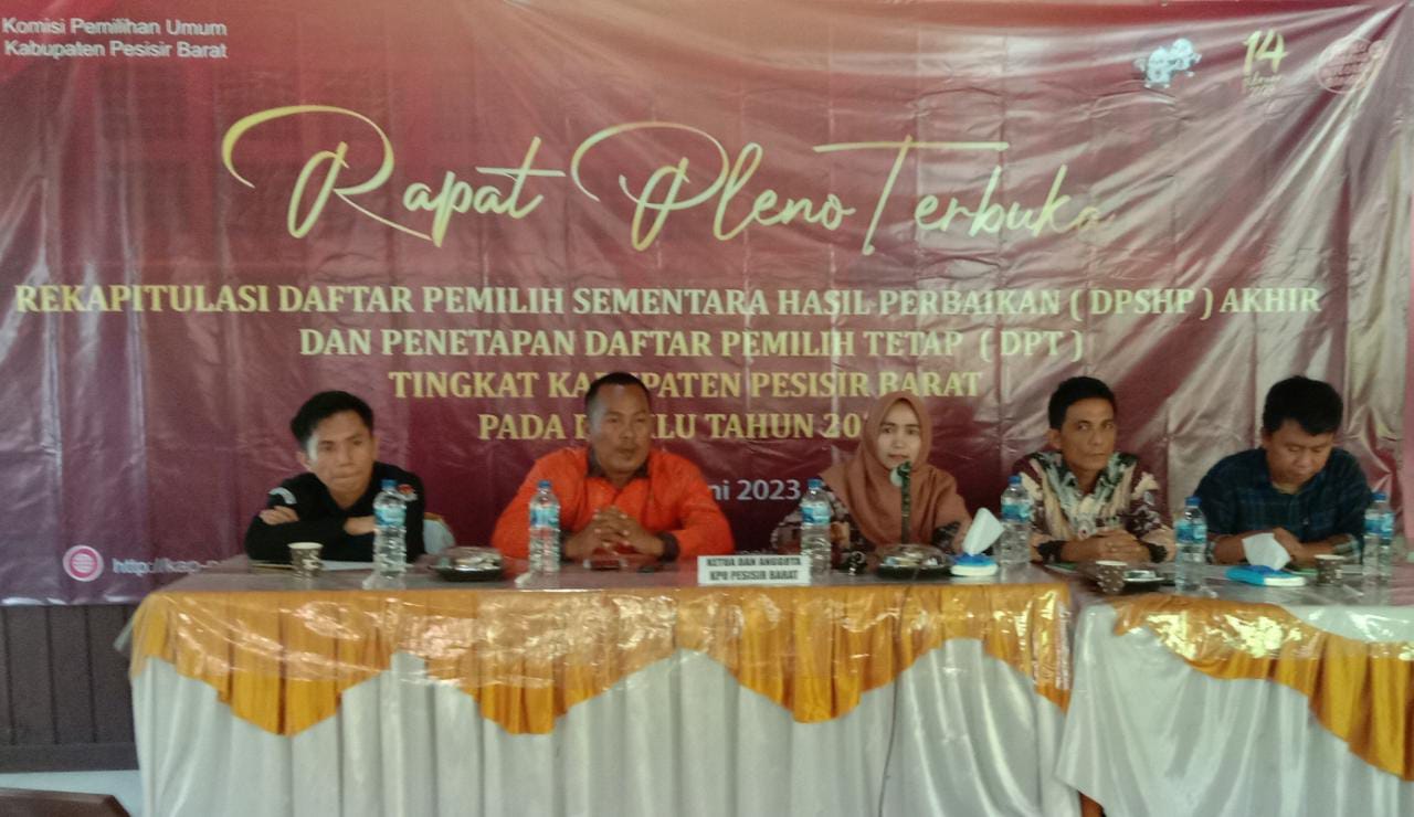 Segini Jumlah DPT Pemilu 2024 di Kabupaten Pesisir Barat