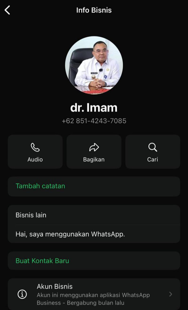 Awas Penipuan! Oknum Catut Nama Direktur RSUDAM Lampung Gunakan Nomor Palsu