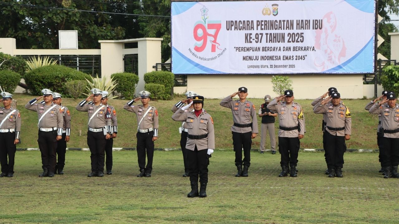 Peringatan Hari Ibu ke-97, Polwan Dominasi Petugas Upacara di Lampung Utara
