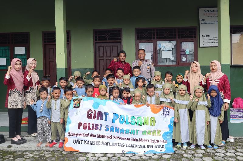 Melalui Program Polsana Polres Lampung Selatan Ajak Anak Usia Dini Jadi Sahabat Polisi