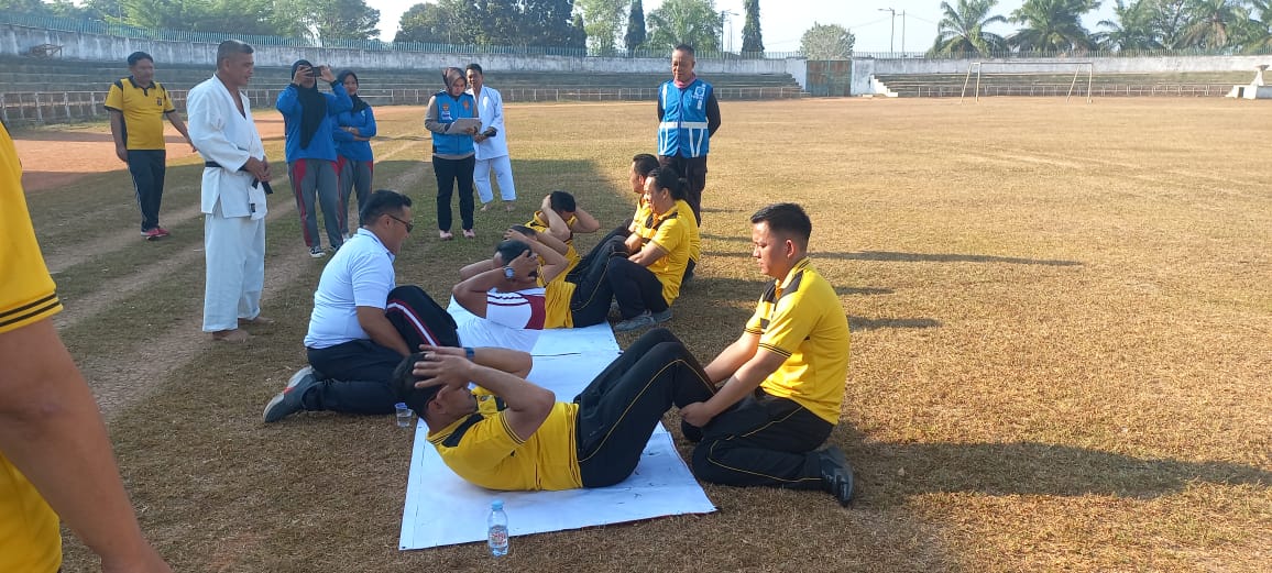 Jaga Kebugaran Personel, Polres Lampung Utara Gelar Kesjas dan Beladiri Polri