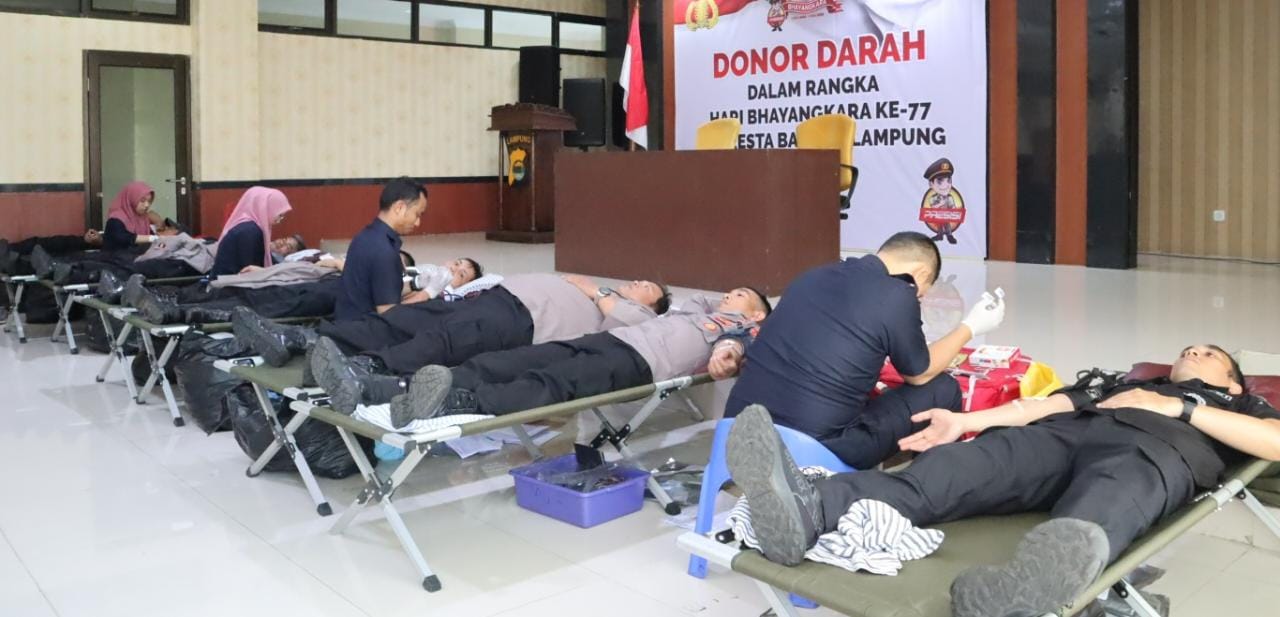Sambut Hari Bhayangkara Ke-77, Polresta Bandar Lampung Sumbang 105 Kantong Darah