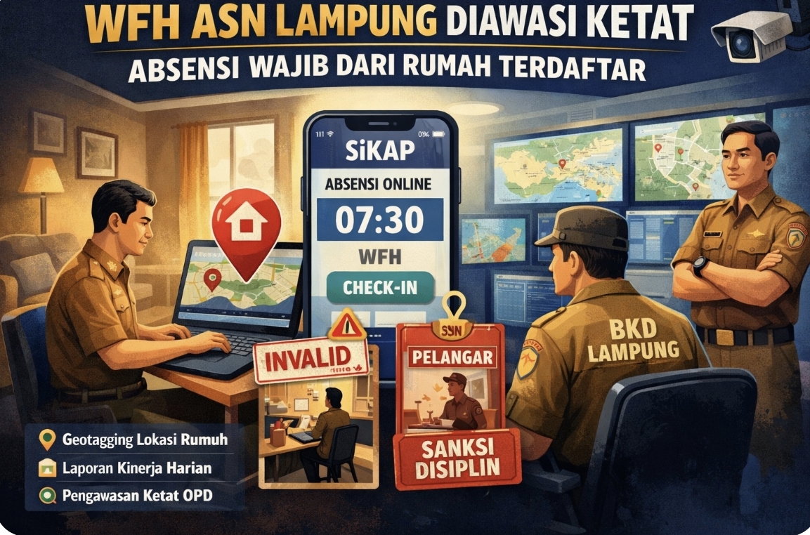 Pemprov Lampung Kunci Absensi ASN WFH dengan Sistem Geotagging