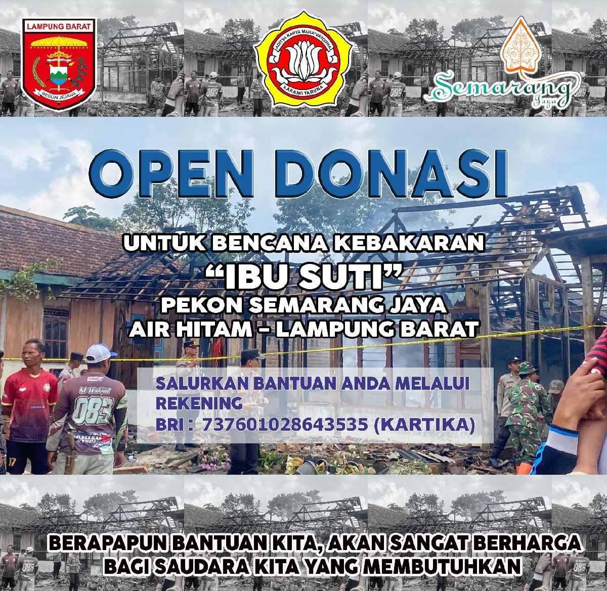 Pekon Semarang Jaya Open Donasi untuk Korban Kebakaran Rumah Mbah Suti