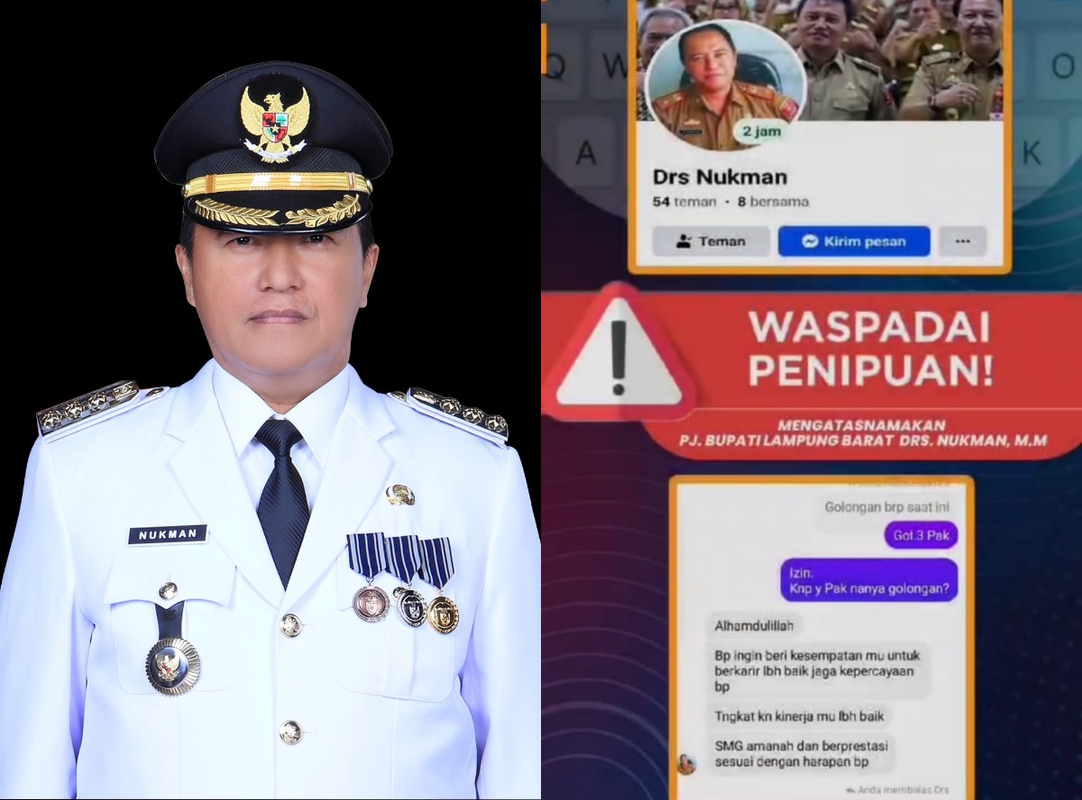 Waspada! Akun Facebook Palsu Catut Nama Pj Bupati Lampung Barat dengan Dalih Menawarkan Jabatan 