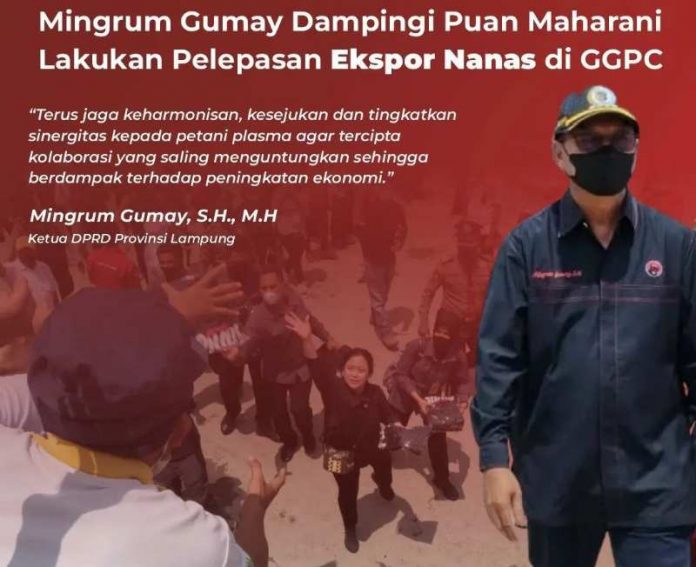 Ketua DPRD Lampung Dampingi Puan Maharani Lepas Ekspor Nanas PT. GGP