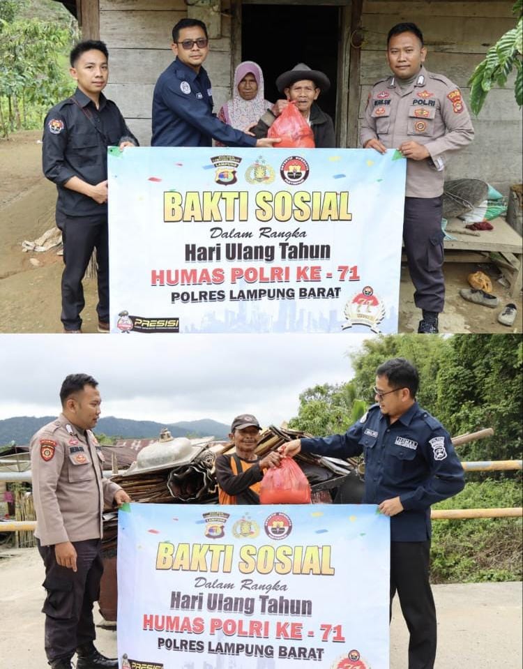 HUT Humas Polri ke-71, SiHumas Polres Lambar Bagikan Sejumlah Bantuan Sosial 