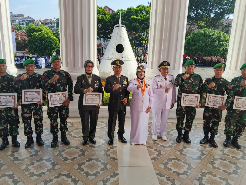 Kodim 0410/KBL Ikuti Upacara HUT ke-80 RI di Pemkot Bandar Lampung