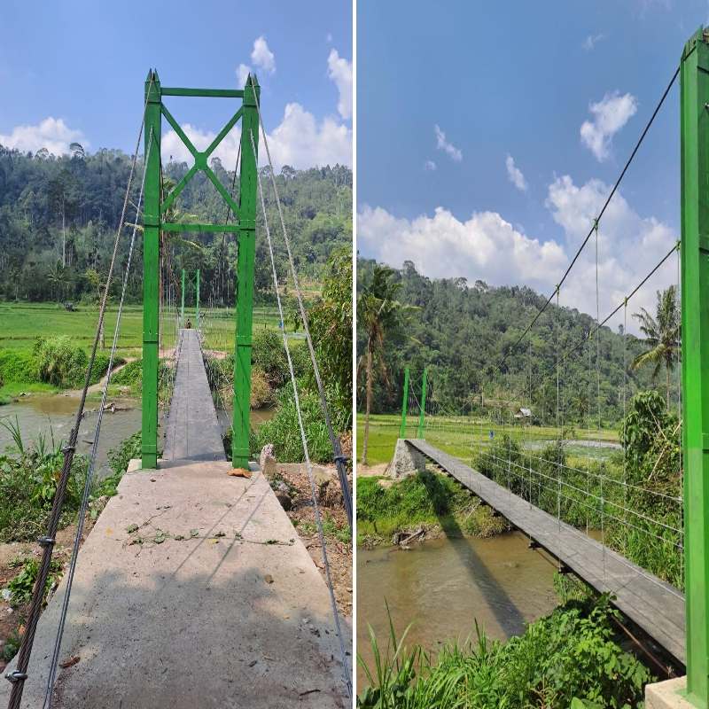 Permudah Akses Usaha Tani, Pekon Pagar Dewa Bangun Jembatan Gantung 