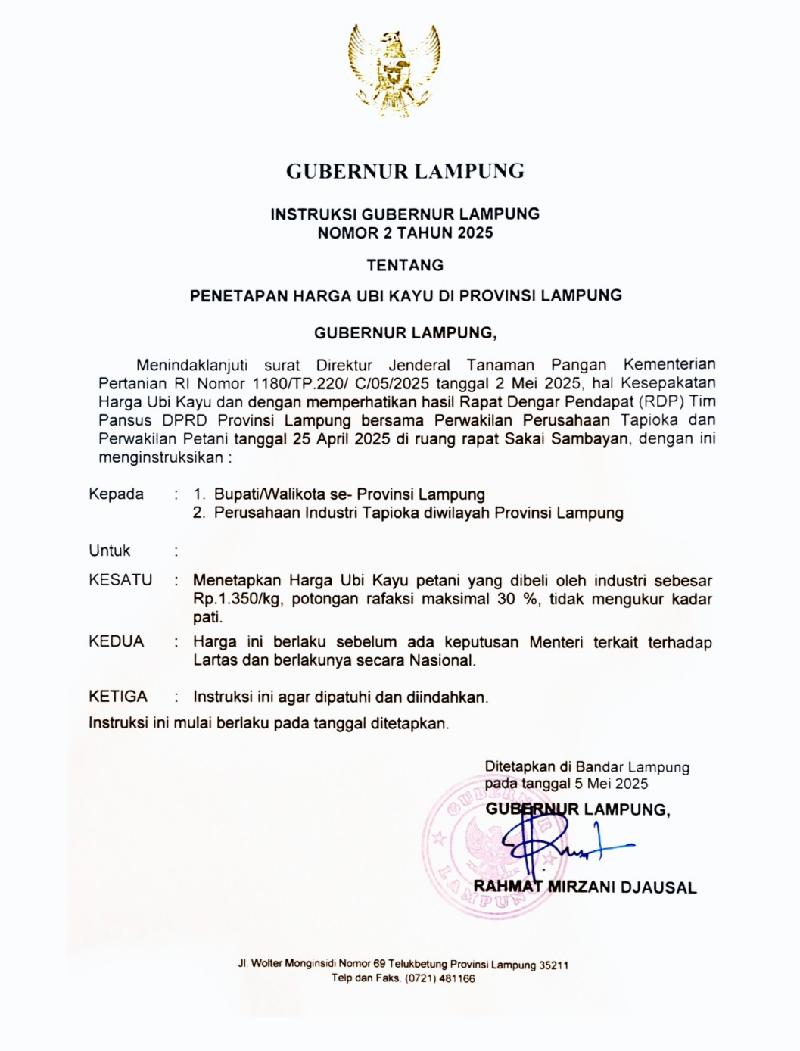 Instruksi Gubernur Soal Harga Singkong Sudah Diikuti Puluhan Pabrik, Berikut Rinciannya