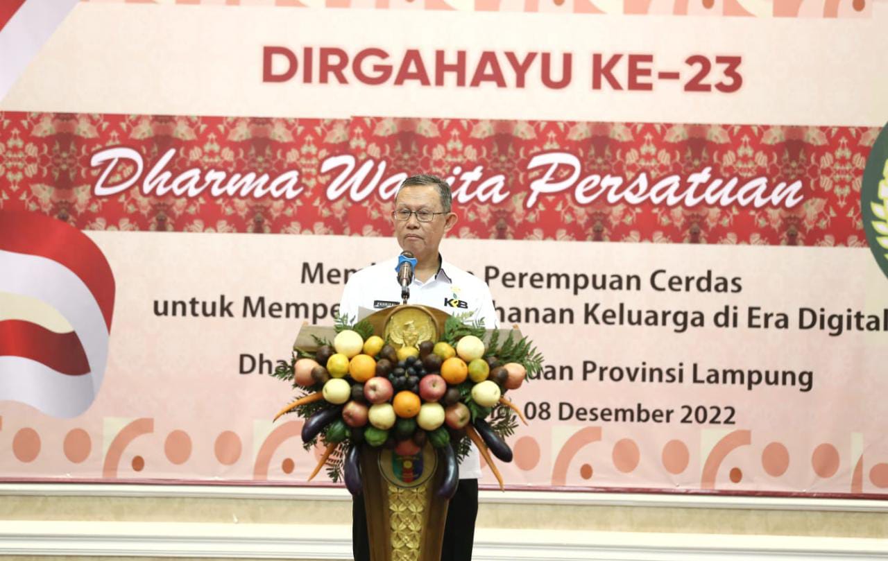 Sekdaprov Lampung Hadiri Peringatan HUT Ke-23 Dharma Wanita Persatuan   