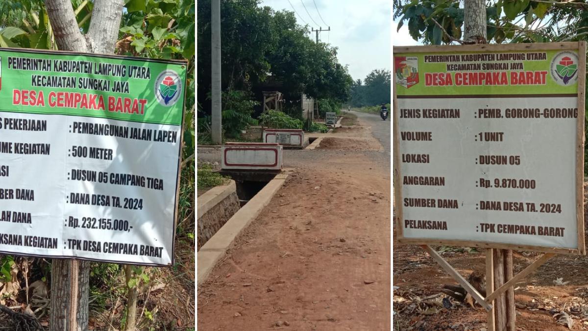 Proyek Fisik Dana Desa Cempaka Barat Selesai, Bangun Jalan Lapen Hingga Drainase