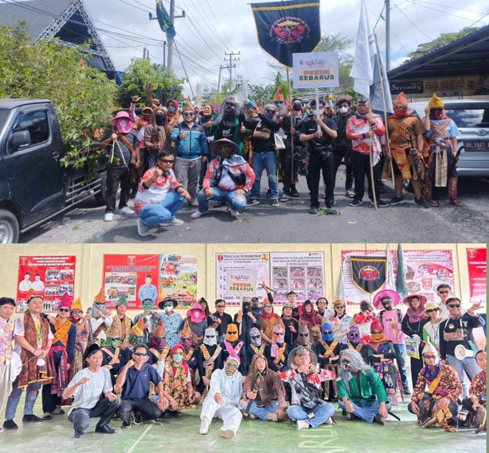 Penampilan Peserta Topeng Sekura Tambah Kemeriahan Festival Sekala Bekhak X