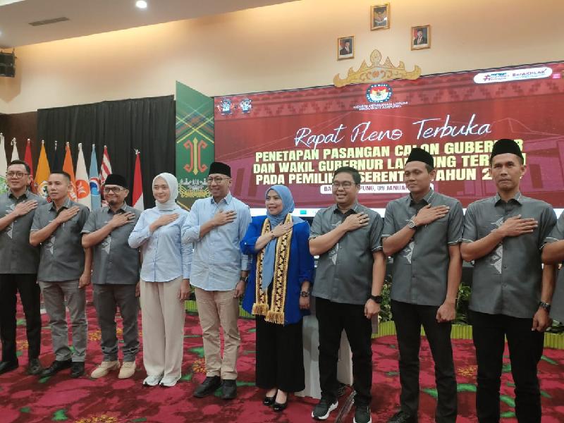 Mirza dan Jihan Ditetapkan KPU Sebagai Gubernur dan Wakil Gubernur Lampung Terpilih