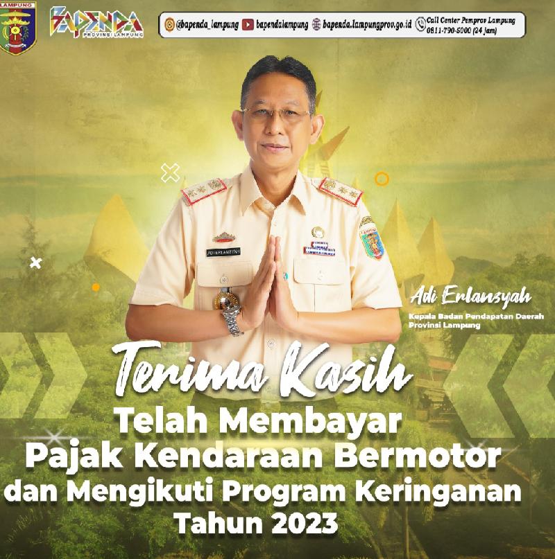 Program Keringanan PKB di Lampung Berakhir, Realisasi Pendapatan Mencapai Rp103 Miliar