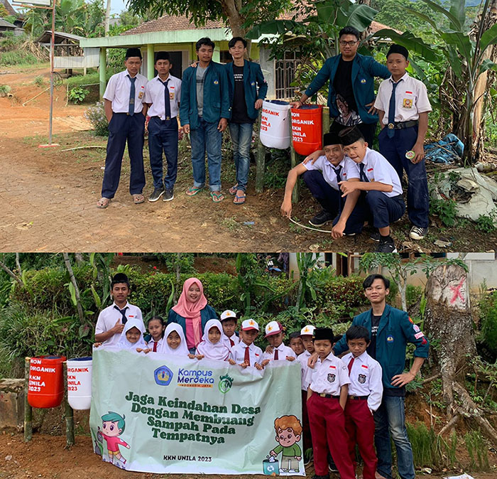 Gandeng Siswa SMP, KKN UNILA Galakkan Pekon Bebas Sampah Plastik