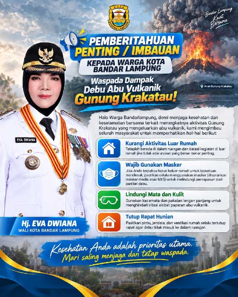 Warga Bandar Lampung Diimbau Waspada Debu Vulkanik Gunung Anak Krakatau