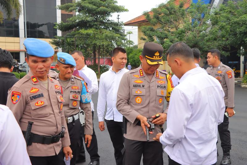 Cegah Penyalahgunaan, Senjata Api Personel Polresta Bandar Lampung Diperiksa