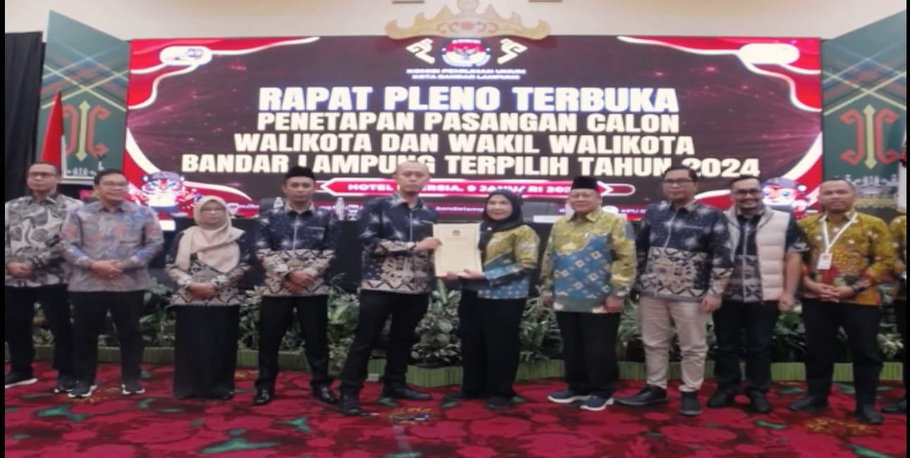 Pasangan Eva-Deddy Resmi Ditetapkan Sebagai Walikota dan Wakil Walikota Bandar Lampung Terpilih