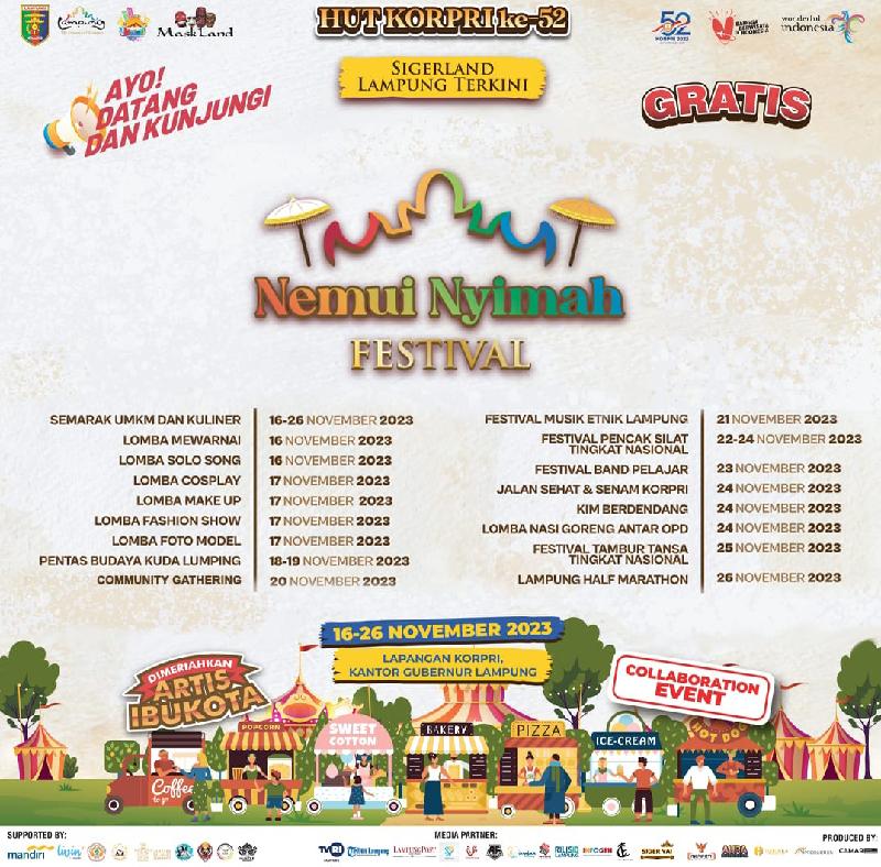 Pemprov Gelar Festival Nemui Nyimah, Wujudkan Lampung Kaya Festival dan Bangga Berwisata