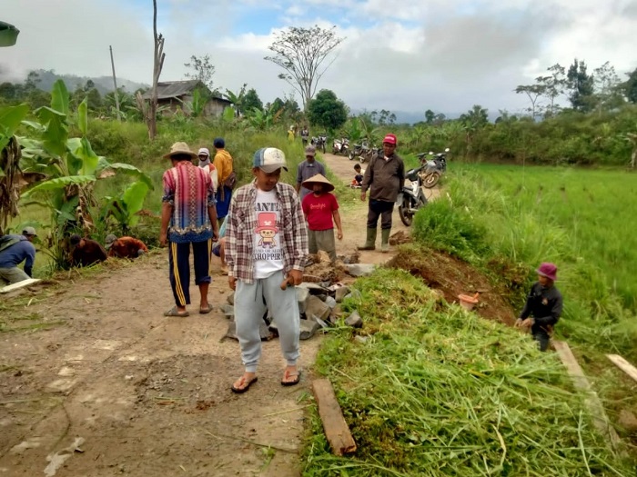 Warga Pekon Mekarjaya Kembali Swadaya Perbaiki Jalan Rusak